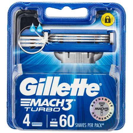 Gillette Mach3 Turbo Men’s Razor Blade Refills – 4 Cartridges