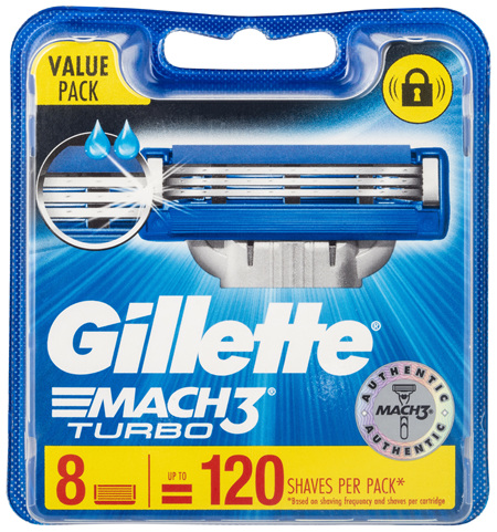 Gillette Mach3 Turbo Men’s Razor Blade Refills – 8 Cartridges