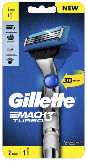 Gillette Mach3 Turbo Razor 1 Handle + 2 Cartridges
