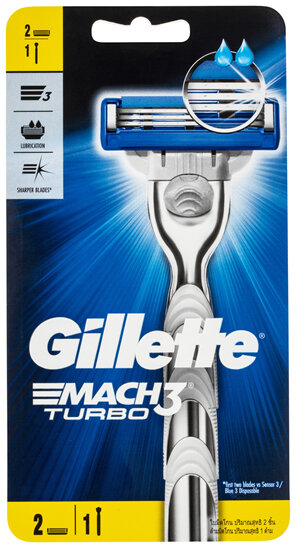 Gillette Mach3 Turbo Razor & Cartridges 2 Pack