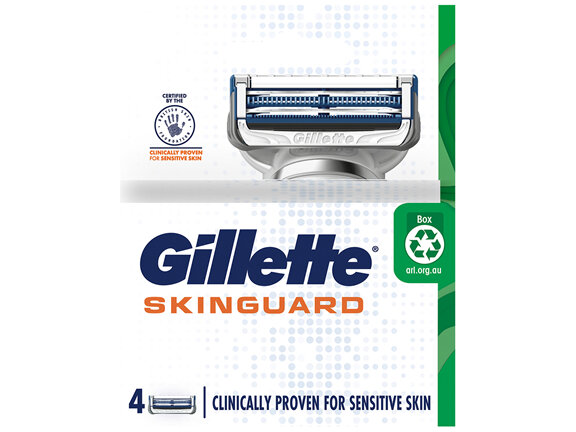 Gillette Skinguard Razor Blades 4 Cartridges Refills, Shave Care