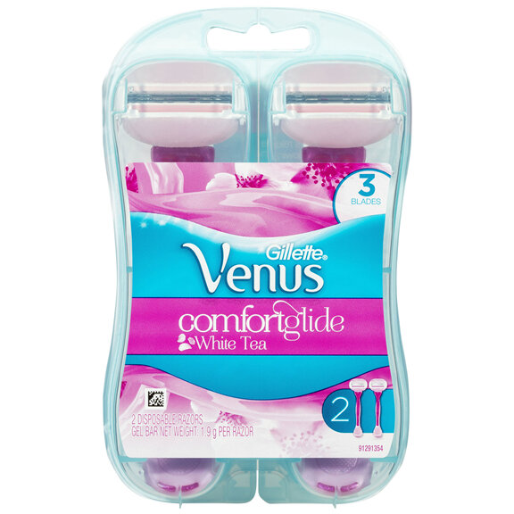 Gillette Venus ComfortGlide White Tea Women's Disposable Razor, 2 Count