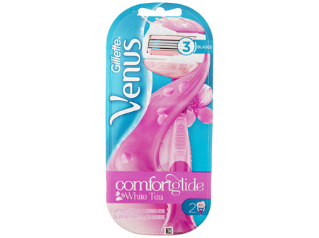 Gillette Venus ComfortGlide White Tea Women's Razor Handle + 2 Blade Refills