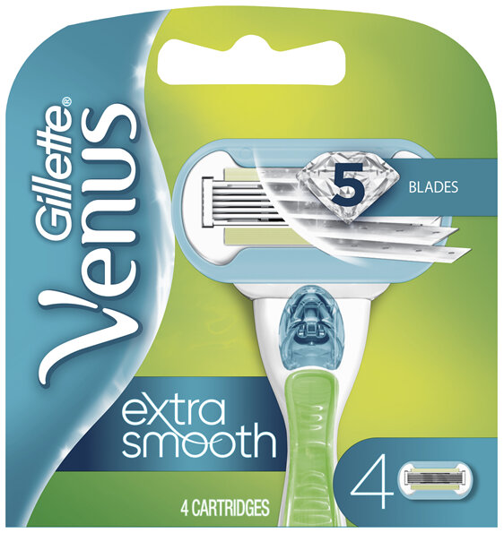 Gillette Venus Extra Smooth Women's Razor Blade Refills, 4 Count