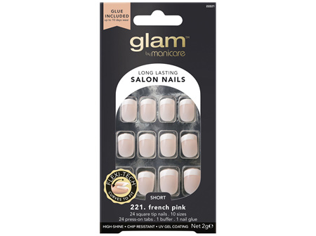 Glam By Manicare 221. French Pink Short Square Nails