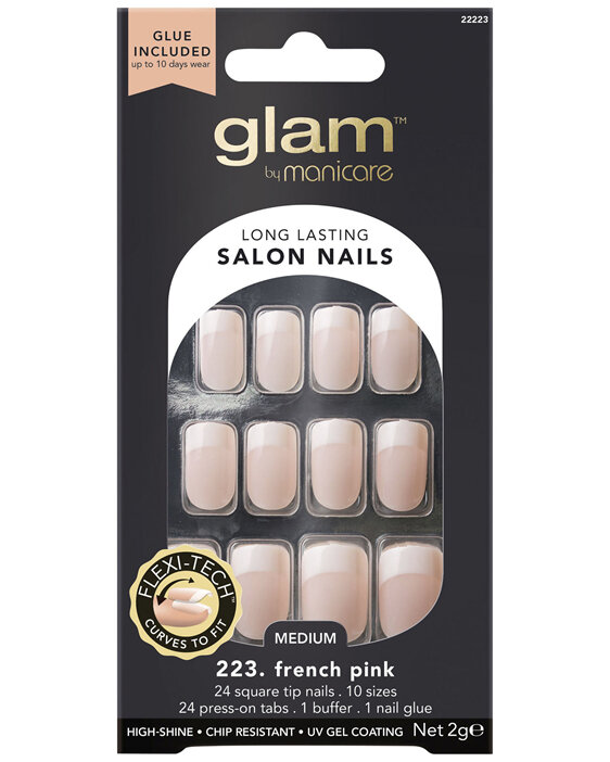 Glam By Manicare 223. French Pink Med Square Nails