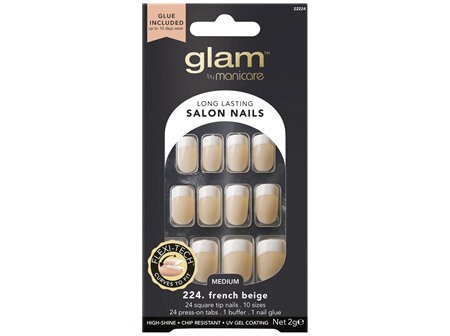 Glam By Manicare 224. French Beige Med Square Nails