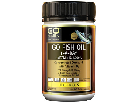 GO Fish Oil 1-A-Day + Vit D3 1000IU 90 Caps