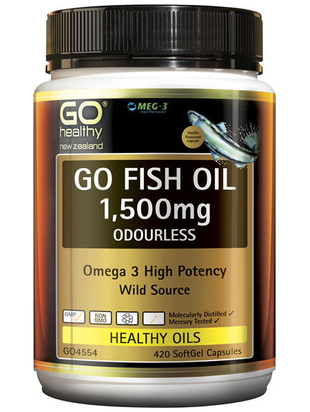 GO Fish Oil 1,500mg Odourless 420 Caps