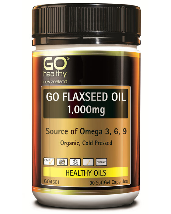 GO FLAXSEED OIL 1,000mg - NZ Organic Certified (90 caps)