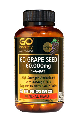 GO GRAPE SEED 60,000mg 1-A-Day - High Strength Antioxidant (120 Vcaps)