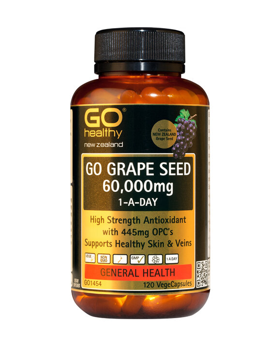 GO GRAPE SEED 60,000mg 1-A-Day - High Strength Antioxidant (120 Vcaps)