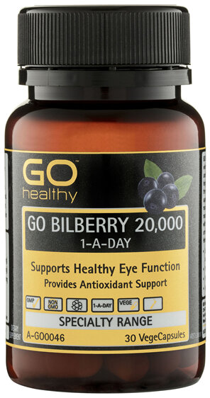GO Healthy GO Bilberry 20,000 1-A-Day VegeCapsules 30 Pack