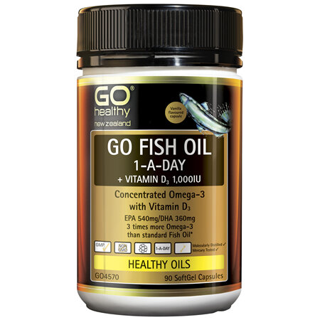 GO Healthy GO Fish Oil 1-A-Day + Vit D3 1000IU 90 Caps