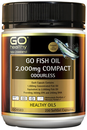 GO Healthy GO Fish Oil 2,000mg Compact Odourless 230 Caps