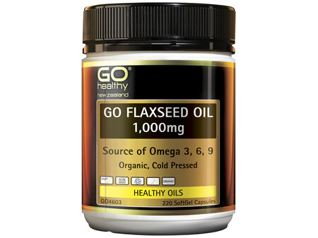 GO Healthy GO Flaxseed Oil 1000mg NZ Organic Certified 220 Capsules