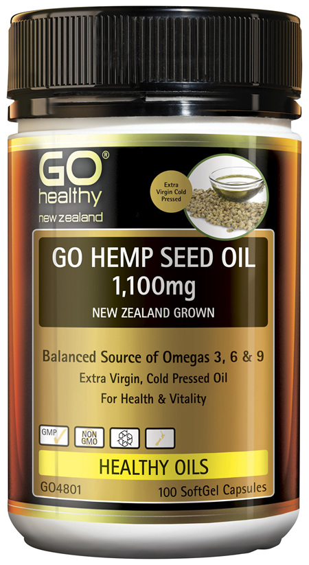 GO Healthy GO Hemp Seed Oil 1,100mg New Zealand Grown 100 Caps