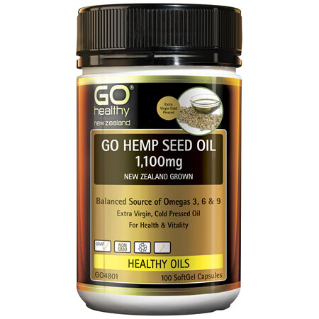 GO Healthy GO Hemp Seed Oil 1,100mg New Zealand Grown 100 Caps