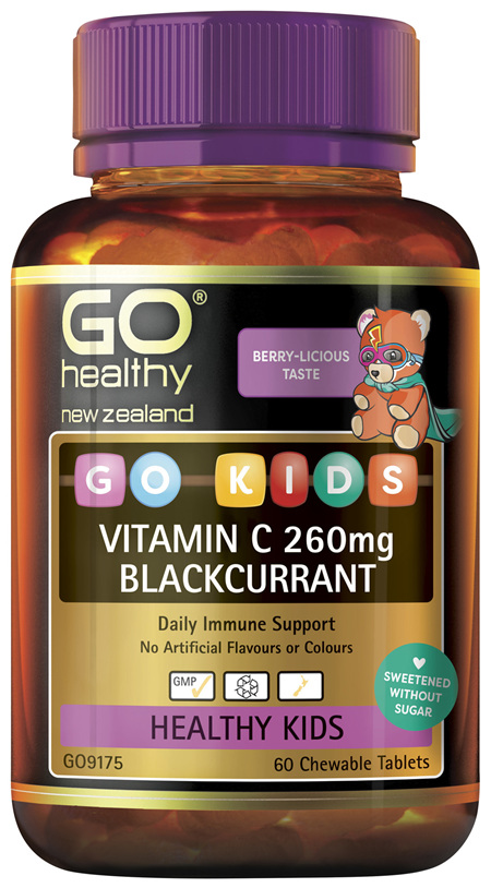 GO Healthy GO Kids Vitamin C 260mg Blackcurrant 60 Chew Tabs