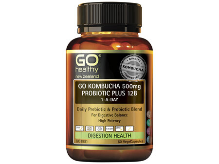 GO Healthy GO Kombucha 500mg Probiotic Plus 12B 60 VCaps