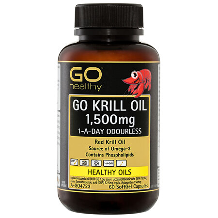 GO Healthy GO Krill Oil 1,500mg 1-A-Day Odourless SoftGel Capsules 60 Pack