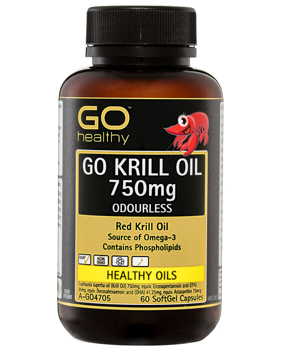 GO Healthy GO Krill Oil 750mg Odourless SoftGel Capsules 60 Pack
