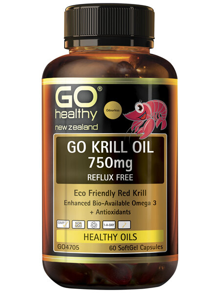 GO Healthy GO Krill Oil 750mg Reflux Free 60 Caps