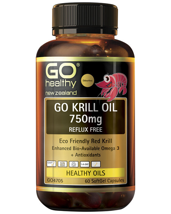 GO Healthy GO Krill Oil 750mg Reflux Free 60 Caps