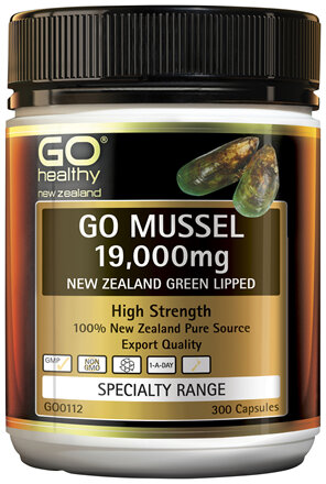 GO Healthy GO Mussel 19,000mg New Zealand Green Lipped 300 Caps
