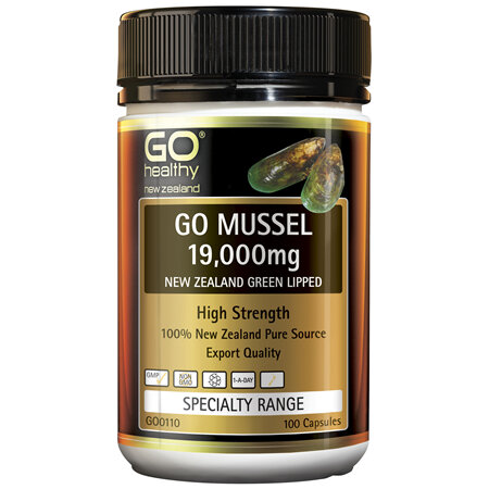 GO Healthy GO Mussel 19,000mg New Zealand Green Lipped 100 Caps