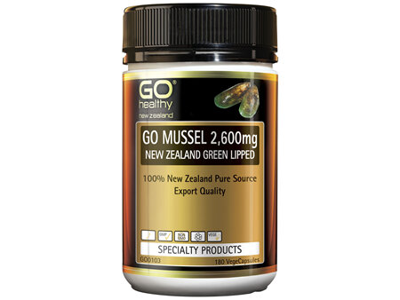 GO Healthy GO Mussel 2,600mg New Zealand Green Lipped 180 Vcaps