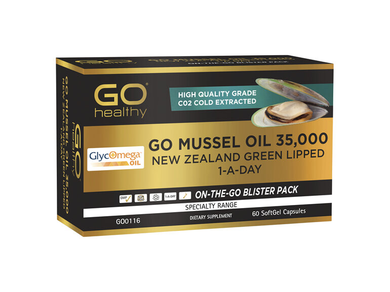 GO Healthy GO Mussel Oil 35,000 New Zealand Green Lipped 1-A-Day 60 Caps