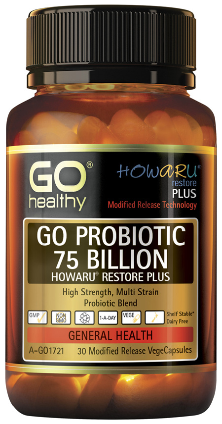 GO Healthy GO Probiotic 75 Billion Howaru Restore Plus 30 Modified Release VegeCapsules