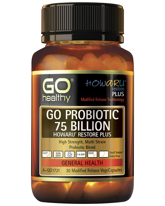 GO Healthy GO Probiotic 75 Billion Howaru Restore Plus 30 Modified Release VegeCapsules