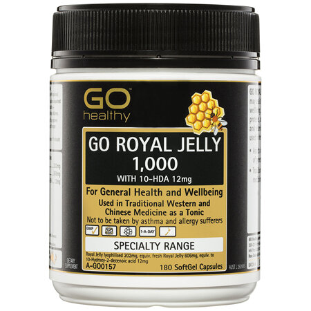 GO Healthy GO Royal Jelly 1,000 with 10-HDA 12mg SoftGel Capsules 180 Pack