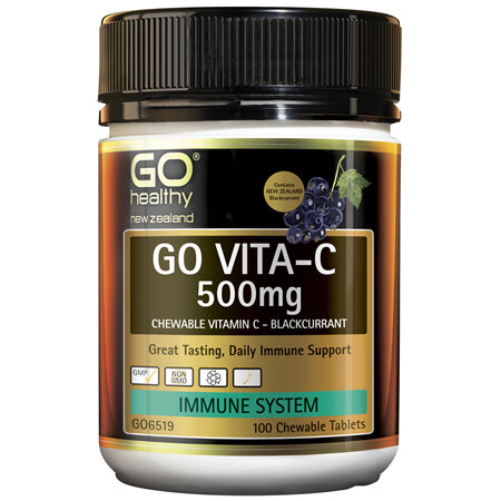 GO Healthy GO Vita-C 500mg (NZ Blackcurrant) 100 Chew Tabs