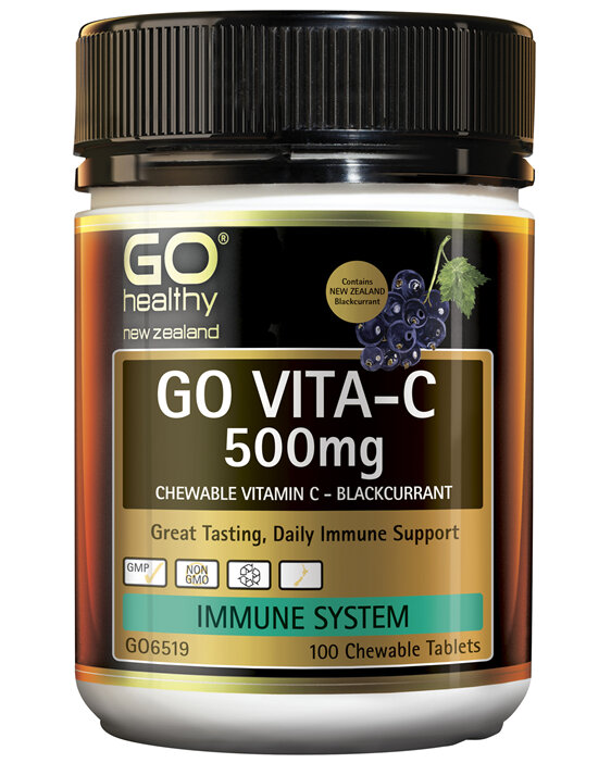 GO Healthy GO Vita-C 500mg (NZ Blackcurrant) 100 Chew Tabs
