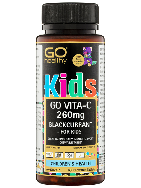 GO Healthy GO Vitamin C 260mg Blackcurrant - For Kids Chewable Tablets 60 Pack