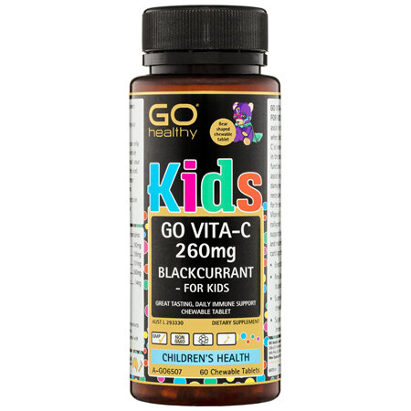GO Healthy GO Vitamin C 260mg Blackcurrant - For Kids Chewable Tablets 60 Pack