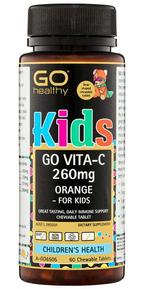 GO Healthy GO Vitamin C 260mg Orange - For Kids Chewable Tablets 60 Pack