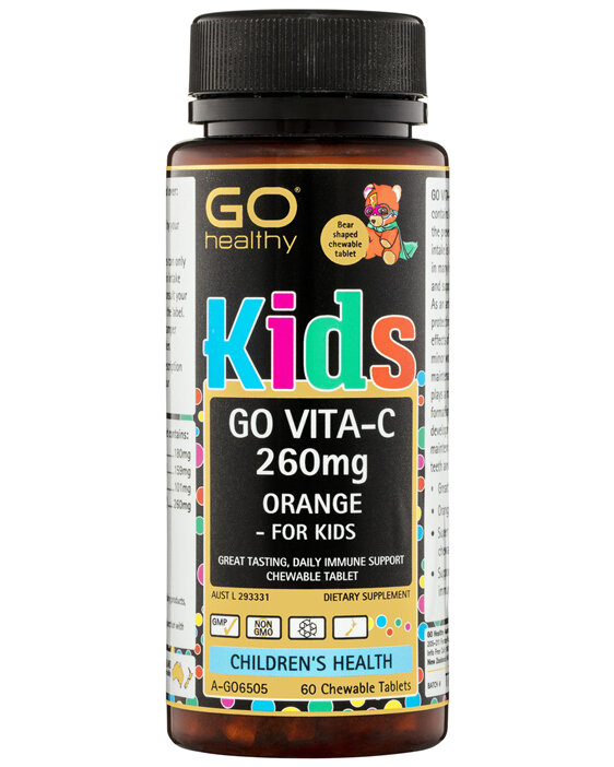 GO Healthy GO Vitamin C 260mg Orange - For Kids Chewable Tablets 60 Pack