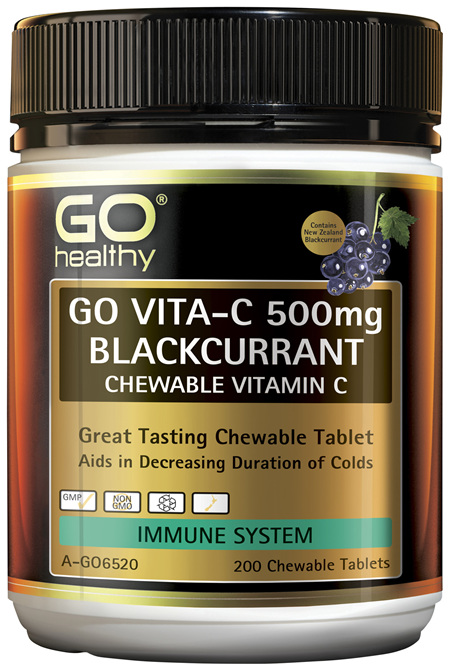 GO Healthy GO Vitamin C 500mg Blackcurrant Chewable Vitamin C 200 Tablets