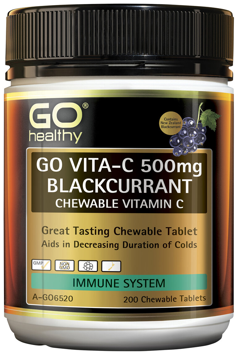GO Healthy GO Vitamin C 500mg Blackcurrant Chewable Vitamin C 200 Tablets