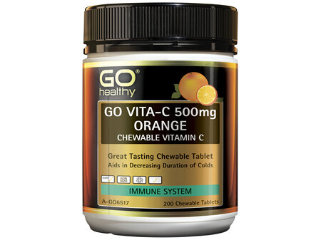 GO Healthy Go Vitamin C 500mg Orange Chewable Vitamin C 200 Tablets