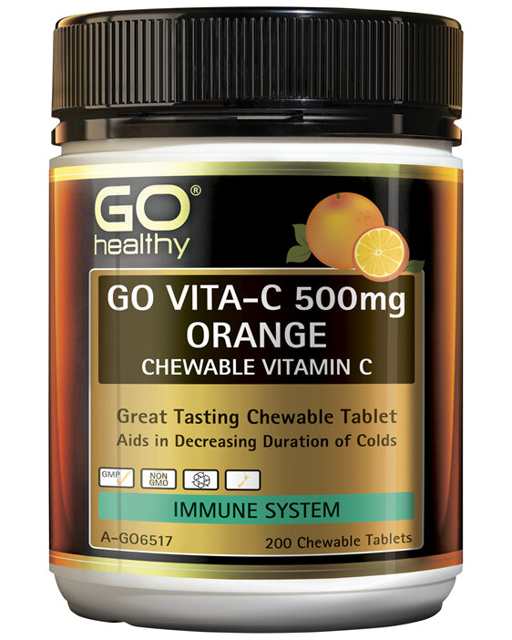 GO Healthy Go Vitamin C 500mg Orange Chewable Vitamin C 200 Tablets