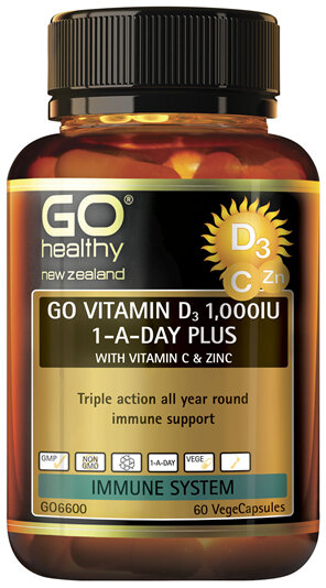 GO Healthy GO Vitamin D3 1000IU 1-A-Day Plus With Vitamin C & Zinc 60 VCaps