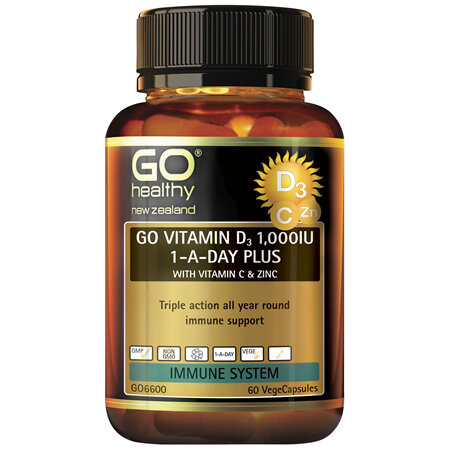 GO Healthy GO Vitamin D3 1000IU 1-A-Day Plus With Vitamin C & Zinc 60 VCaps