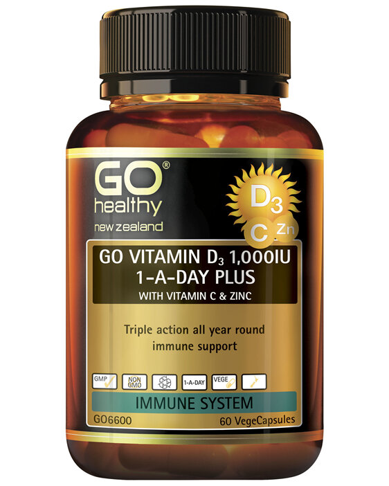 GO Healthy GO Vitamin D3 1000IU 1-A-Day Plus With Vitamin C & Zinc 60 VCaps