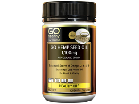 GO Hemp Seed Oil 1,100mg New Zealand Grown 100 Caps