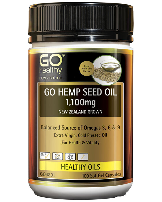 GO Hemp Seed Oil 1,100mg New Zealand Grown 100 Caps
